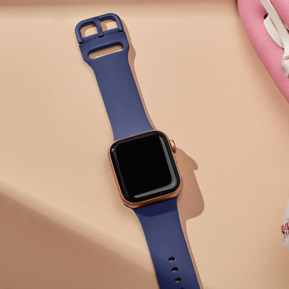 For Apple Watch Series 3 38mm Pin Buckle Silicone Watch Band(Violet Gray) by buy2fix