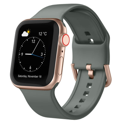 For Apple Watch Series 3 42mm Pin Buckle Silicone Watch Band(Olive) by buy2fix