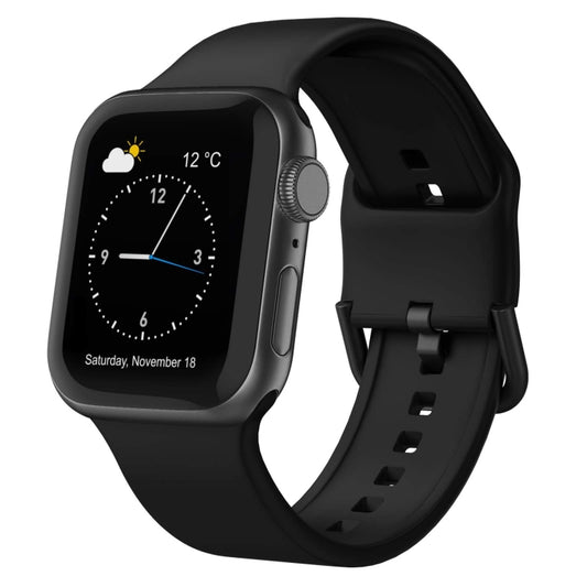 For Apple Watch 42mm Pin Buckle Silicone Watch Band(Black) by buy2fix