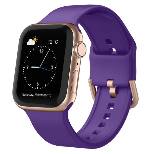 For Apple Watch Series 9 41mm Pin Buckle Silicone Watch Band(Purple) by buy2fix