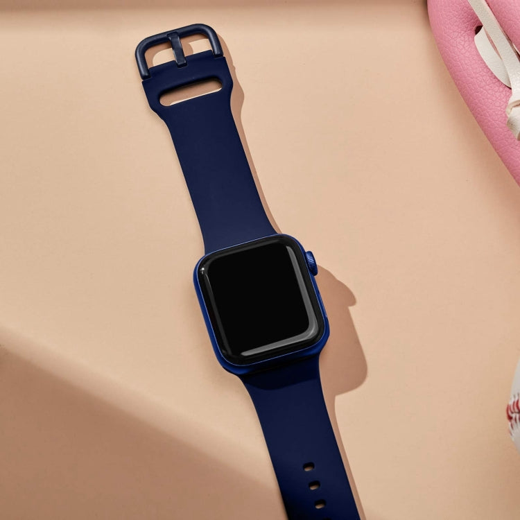 For Apple Watch Series 9 41mm Pin Buckle Silicone Watch Band(Midnight Blue) by buy2fix