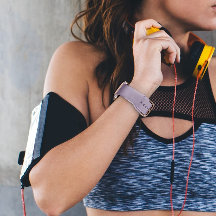 For Apple Watch SE 2023 44mm Pin Buckle Silicone Watch Band(Baby Purple) by buy2fix