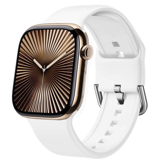 For Apple Watch Series 10 46mm Pin Buckle Silicone Watch Band(White) - Watch Bands by buy2fix | Online Shopping UK | buy2fix