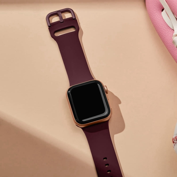 For Apple Watch Series 10 46mm Pin Buckle Silicone Watch Band(Wine Red) - Watch Bands by buy2fix | Online Shopping UK | buy2fix