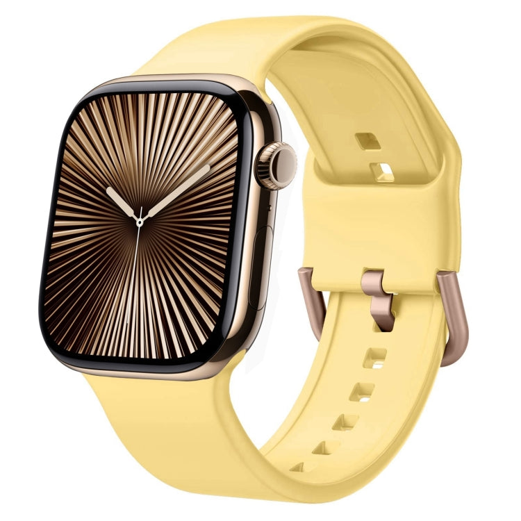 For Apple Watch Series 10 46mm Pin Buckle Silicone Watch Band(Yellow) - Watch Bands by buy2fix | Online Shopping UK | buy2fix