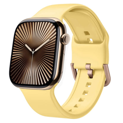 For Apple Watch Series 10 46mm Pin Buckle Silicone Watch Band(Yellow) - Watch Bands by buy2fix | Online Shopping UK | buy2fix