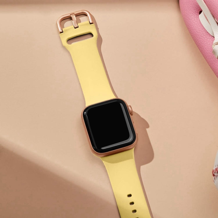 For Apple Watch Series 10 46mm Pin Buckle Silicone Watch Band(Yellow) - Watch Bands by buy2fix | Online Shopping UK | buy2fix
