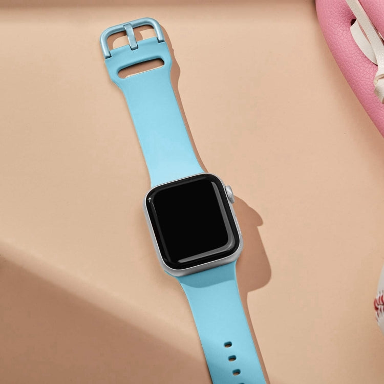 For Apple Watch Series 10 46mm Pin Buckle Silicone Watch Band(Light Blue) - Watch Bands by buy2fix | Online Shopping UK | buy2fix