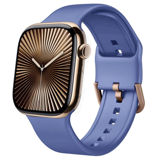 For Apple Watch Series 10 46mm Pin Buckle Silicone Watch Band(Cyan Blue) - Watch Bands by buy2fix | Online Shopping UK | buy2fix