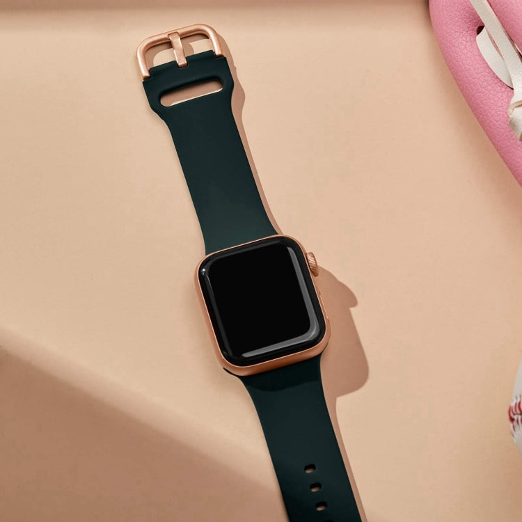 For Apple Watch Series 10 46mm Pin Buckle Silicone Watch Band(Dark Green) - Watch Bands by buy2fix | Online Shopping UK | buy2fix