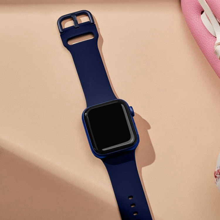 For Apple Watch Series 10 46mm Pin Buckle Silicone Watch Band(Midnight Blue) - Watch Bands by buy2fix | Online Shopping UK | buy2fix
