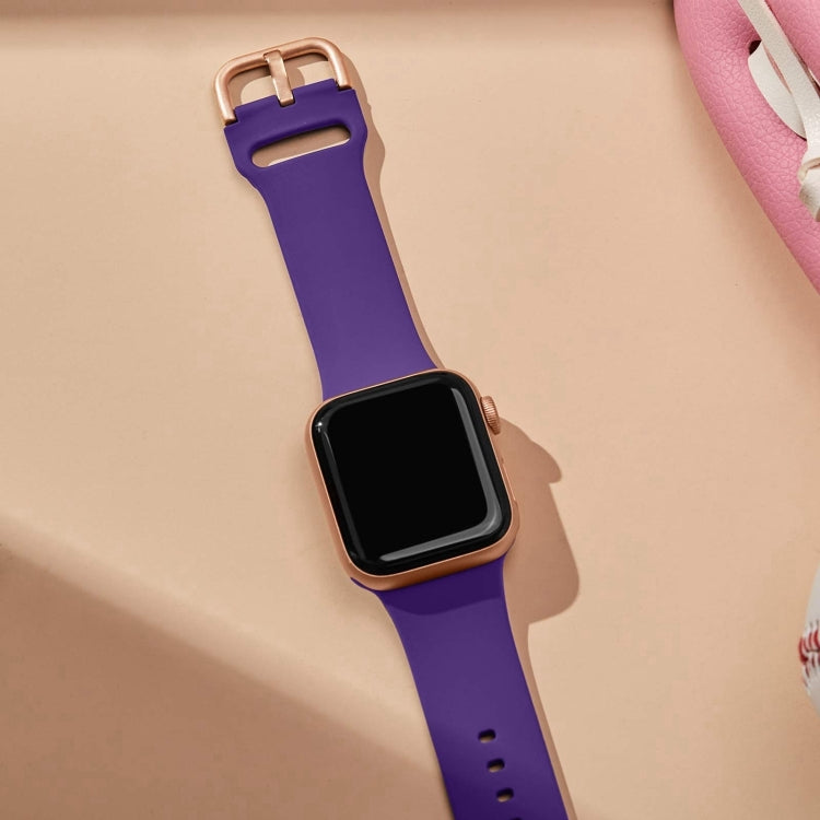 For Apple Watch Series 10 42mm Pin Buckle Silicone Watch Band(Purple) - Watch Bands by buy2fix | Online Shopping UK | buy2fix