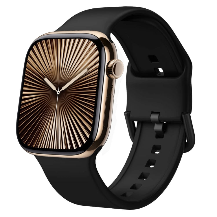For Apple Watch Series 10 42mm Pin Buckle Silicone Watch Band(Black) - Watch Bands by buy2fix | Online Shopping UK | buy2fix