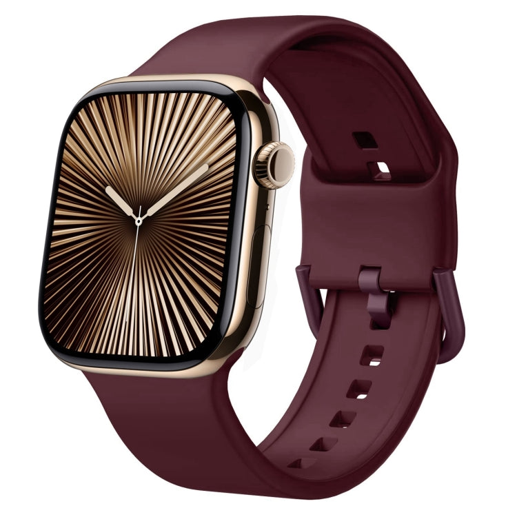 For Apple Watch Series 10 42mm Pin Buckle Silicone Watch Band(Wine Red) - Watch Bands by buy2fix | Online Shopping UK | buy2fix