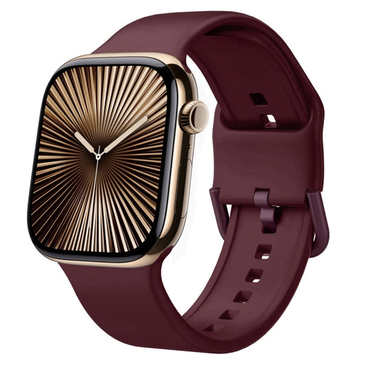 For Apple Watch Series 10 42mm Pin Buckle Silicone Watch Band(Wine Red) - Watch Bands by buy2fix | Online Shopping UK | buy2fix