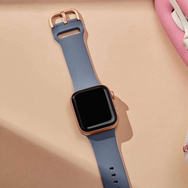 For Apple Watch Series 10 42mm Pin Buckle Silicone Watch Band(Blue Grey) - Watch Bands by buy2fix | Online Shopping UK | buy2fix