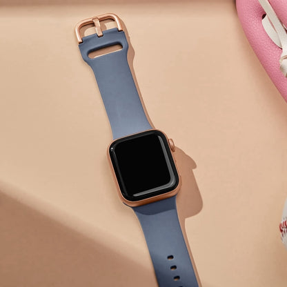For Apple Watch Series 10 42mm Pin Buckle Silicone Watch Band(Blue Grey) - Watch Bands by buy2fix | Online Shopping UK | buy2fix
