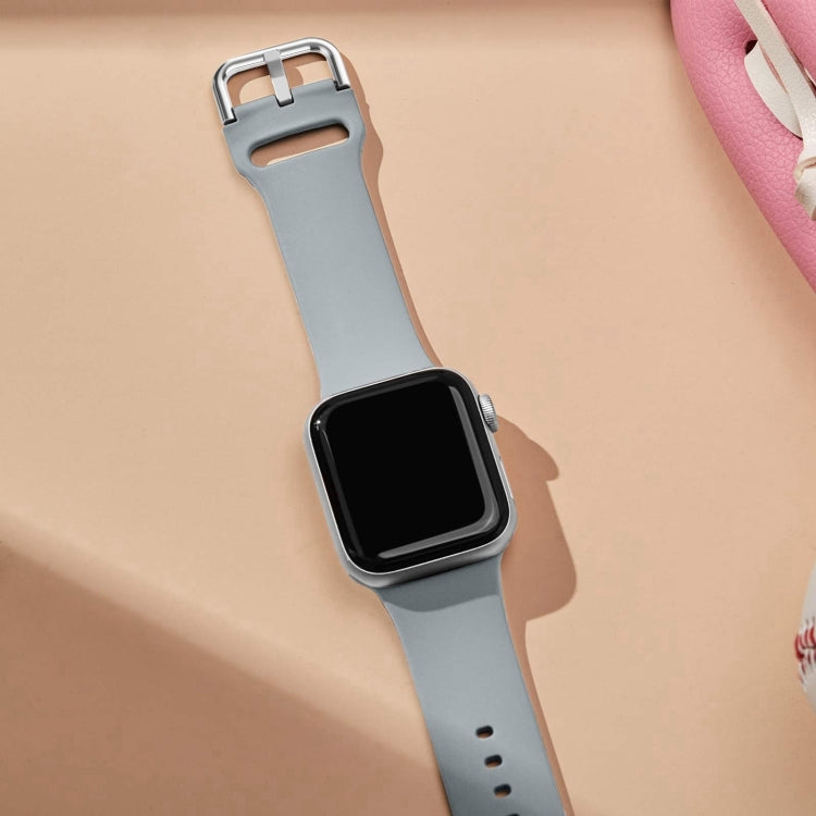 For Apple Watch Series 10 42mm Pin Buckle Silicone Watch Band(Light Grey) - Watch Bands by buy2fix | Online Shopping UK | buy2fix