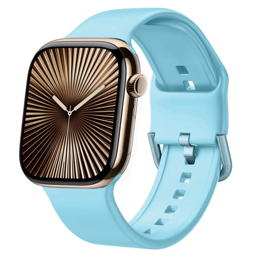 For Apple Watch Series 10 42mm Pin Buckle Silicone Watch Band(Light Blue) - Watch Bands by buy2fix | Online Shopping UK | buy2fix