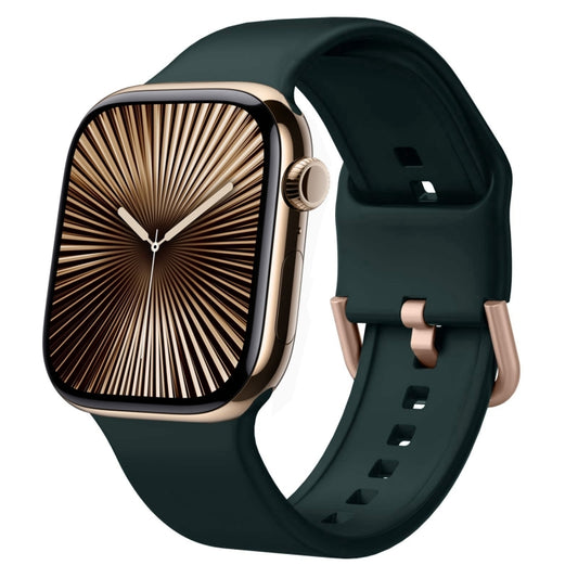 For Apple Watch Series 10 42mm Pin Buckle Silicone Watch Band(Dark Green) - Watch Bands by buy2fix | Online Shopping UK | buy2fix
