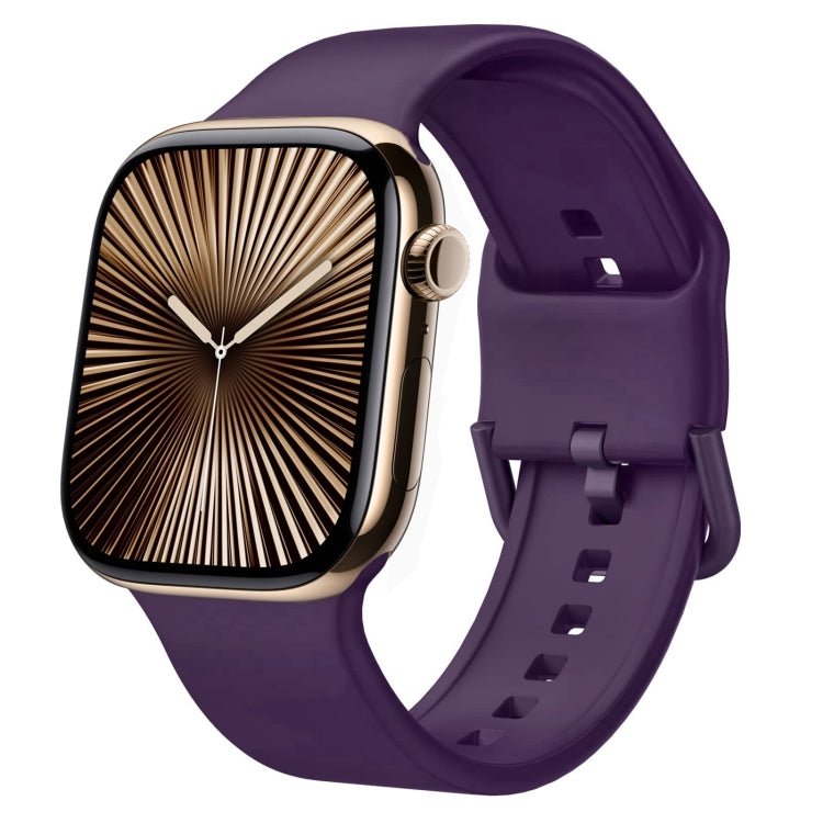 For Apple Watch Series 10 42mm Pin Buckle Silicone Watch Band(Dark Purple) - Watch Bands by buy2fix | Online Shopping UK | buy2fix