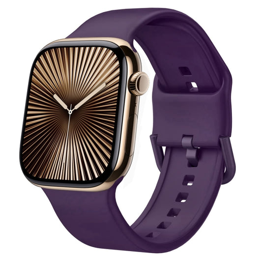 For Apple Watch Series 10 42mm Pin Buckle Silicone Watch Band(Dark Purple) - Watch Bands by buy2fix | Online Shopping UK | buy2fix