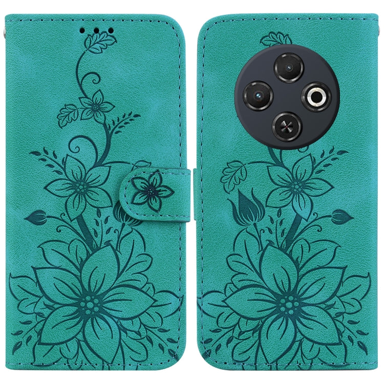 For Tecno Spark 30C Lily Embossed Leather Phone Case(Green) by buy2fix