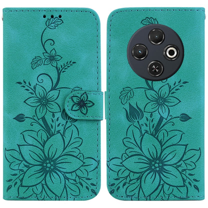 For Tecno Spark 30C Lily Embossed Leather Phone Case(Green) by buy2fix