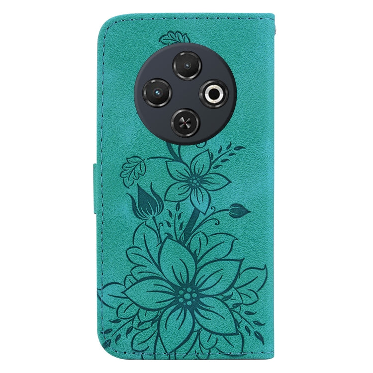 For Tecno Spark 30C Lily Embossed Leather Phone Case(Green) by buy2fix
