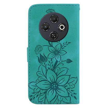 For Tecno Spark 30C Lily Embossed Leather Phone Case(Green) by buy2fix