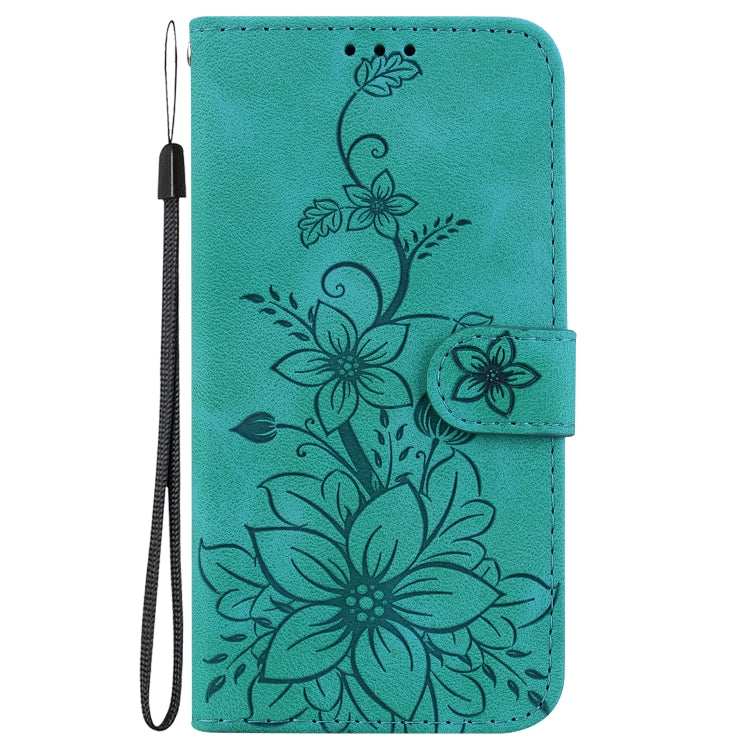 For Motorola Moto G Power 5G 2024 Lily Embossed Leather Phone Case(Green) by buy2fix