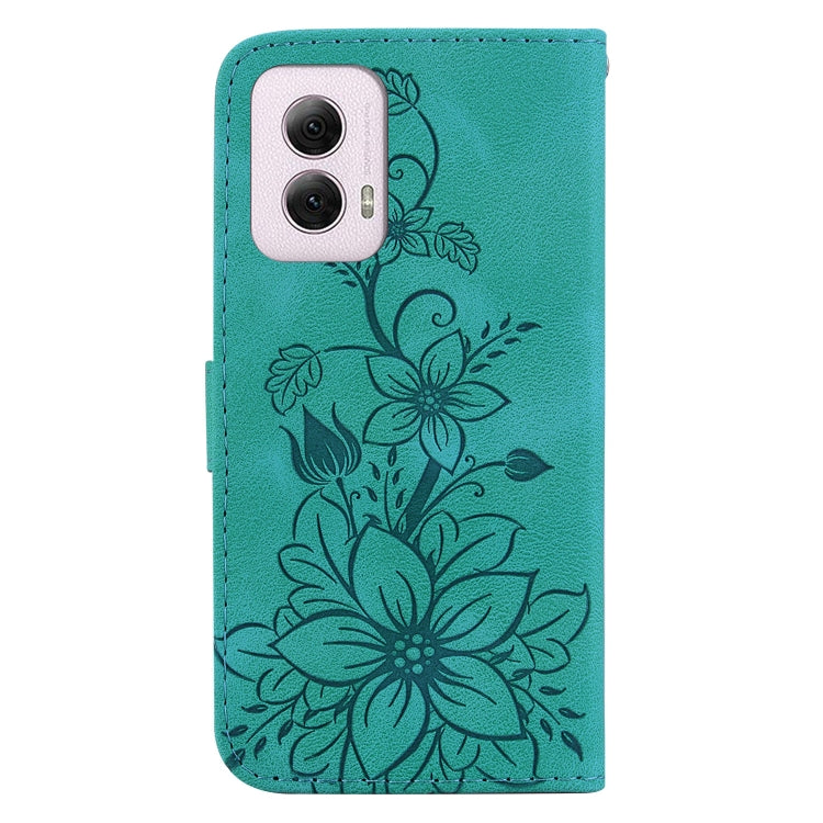 For Motorola Moto G Power 5G 2024 Lily Embossed Leather Phone Case(Green) by buy2fix