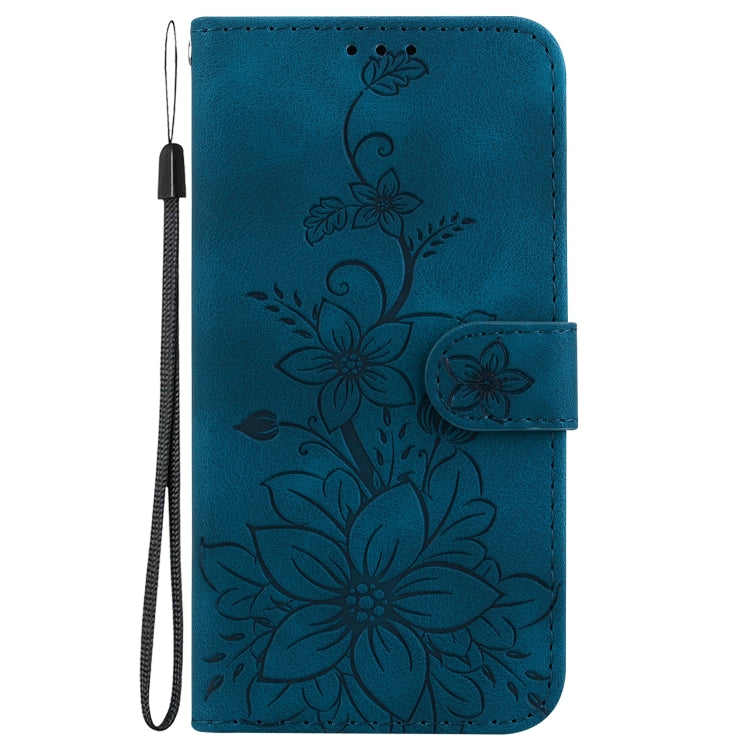 For Motorola Moto G Power 5G 2024 Lily Embossed Leather Phone Case(Dark Blue) by buy2fix