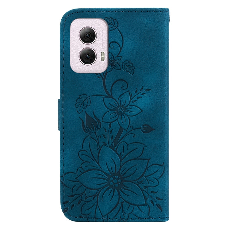 For Motorola Moto G Power 5G 2024 Lily Embossed Leather Phone Case(Dark Blue) by buy2fix