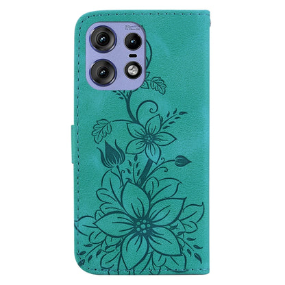 For Motorola Edge 50 Pro Lily Embossed Leather Phone Case(Green) by buy2fix