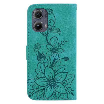 For Motorola Edge 2024 Lily Embossed Leather Phone Case(Green) by buy2fix