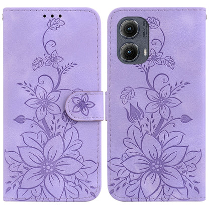 For Motorola Edge 2024 Lily Embossed Leather Phone Case(Purple) by buy2fix