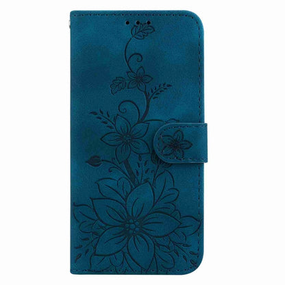 For Motorola Edge 2024 Lily Embossed Leather Phone Case(Dark Blue) by buy2fix