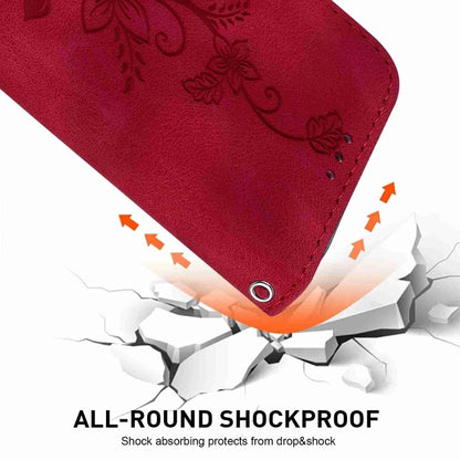 For Motorola Edge 2024 Lily Embossed Leather Phone Case(Red) by buy2fix