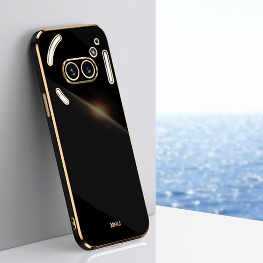 For Nothing Phone 2A XINLI Straight Edge 6D Electroplate TPU Phone Case(Black) - Nothing Cases by XINLI | Online Shopping UK | buy2fix