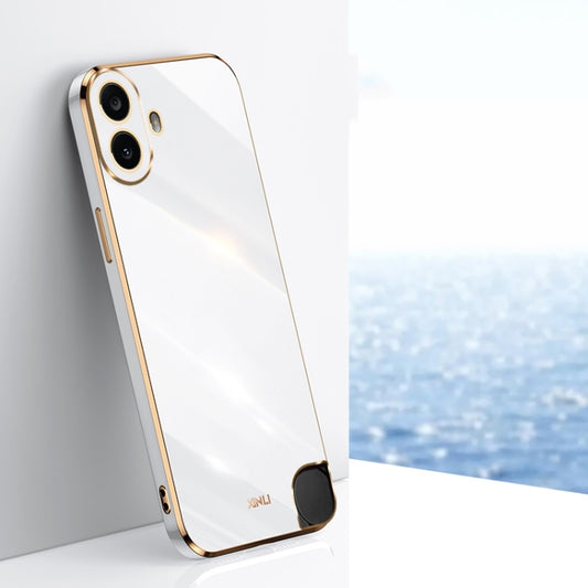 For Nothing CMF Phone 1 XINLI Straight Edge 6D Electroplate TPU Phone Case(White) - Nothing Cases by XINLI | Online Shopping UK | buy2fix