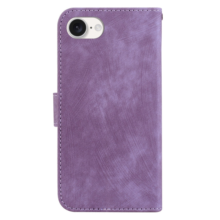 For iPhone 16e Little Tiger Embossed Leather Phone Case(Purple) by buy2fix