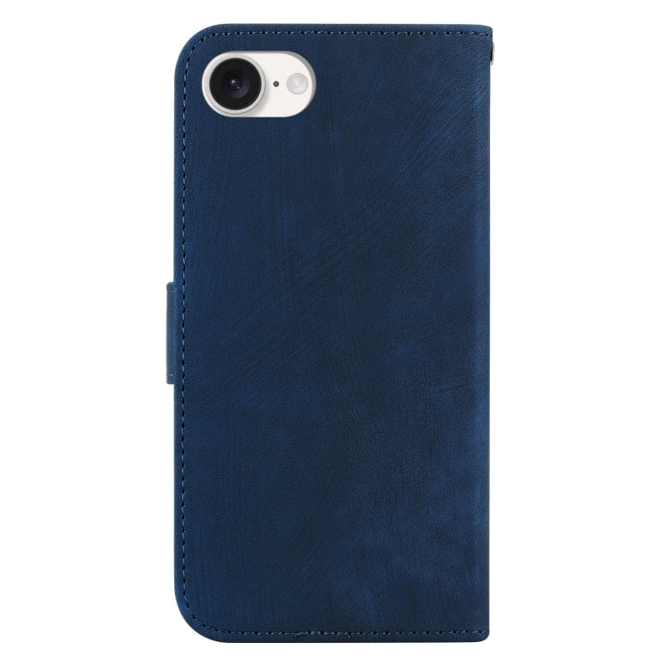 For iPhone 16e Little Tiger Embossed Leather Phone Case(Dark Blue) by buy2fix