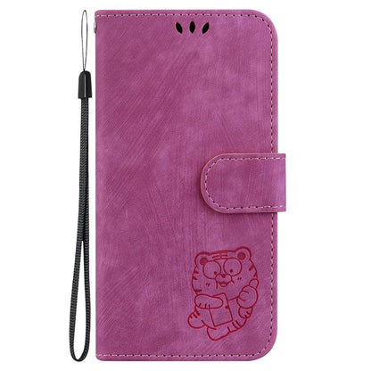 For iPhone 16e Little Tiger Embossed Leather Phone Case(Rose Red) by buy2fix