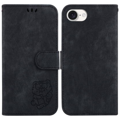 For iPhone 16e Little Tiger Embossed Leather Phone Case(Black) - iPhone 16e Cases by buy2fix | Online Shopping UK | buy2fix