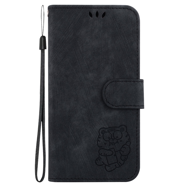 For iPhone 16e Little Tiger Embossed Leather Phone Case(Black) - iPhone 16e Cases by buy2fix | Online Shopping UK | buy2fix
