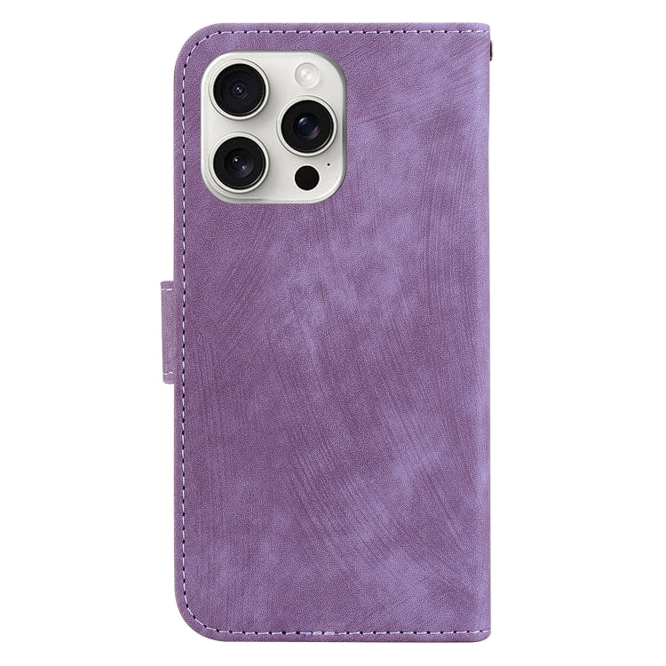 For iPhone 16 Pro Max Little Tiger Embossed Leather Phone Case(Purple) by buy2fix