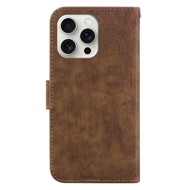 For iPhone 16 Pro Max Little Tiger Embossed Leather Phone Case(Brown) by buy2fix