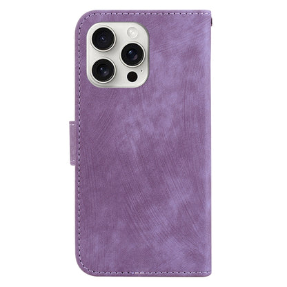 For iPhone 16 Pro Little Tiger Embossed Leather Phone Case(Purple) by buy2fix