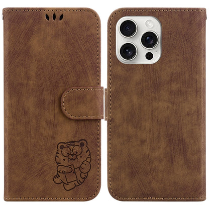 For iPhone 16 Pro Little Tiger Embossed Leather Phone Case(Brown) by buy2fix